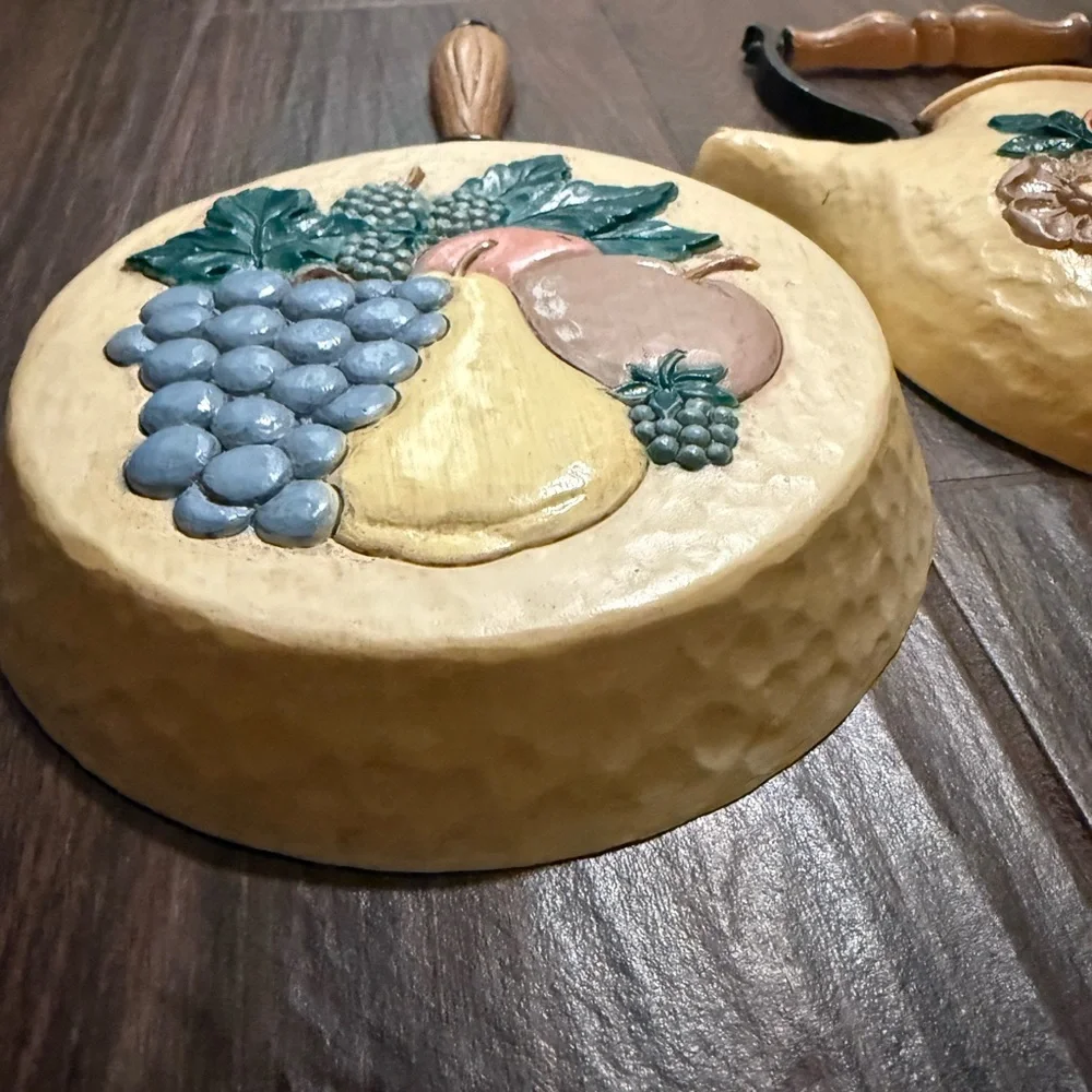 Vintage Yellow Wall Decor with Floral and Fruit Design plastic material